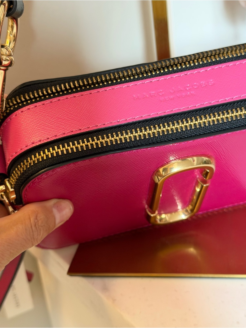 Marc Jacobs Hot Pink & Red Double-Zip Crossbody Camera Bag with Gold Hardware - Picture 8 of 15